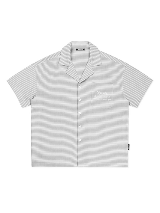 Horizontal Striped Short Sleeved Button Down