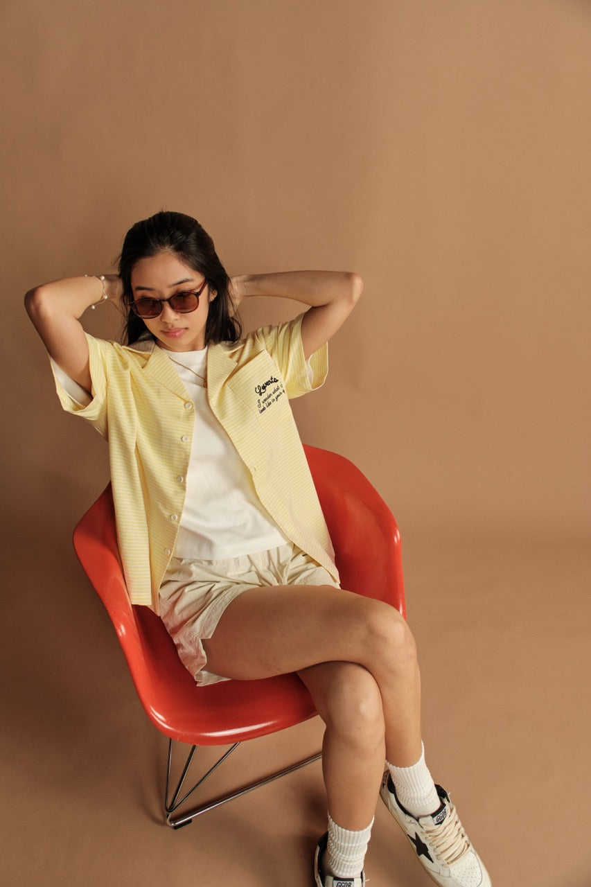 Horizontal Striped Short Sleeved Button Down
